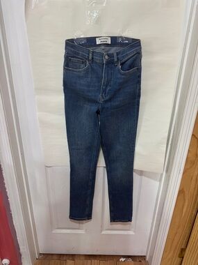 Reformation Slim High-Rise Jeans in Dark Blue Wash